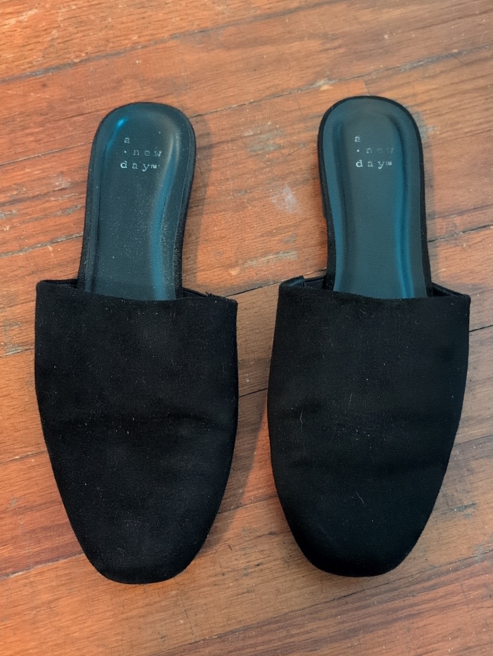 a new day Black Suede Slip-On Mules